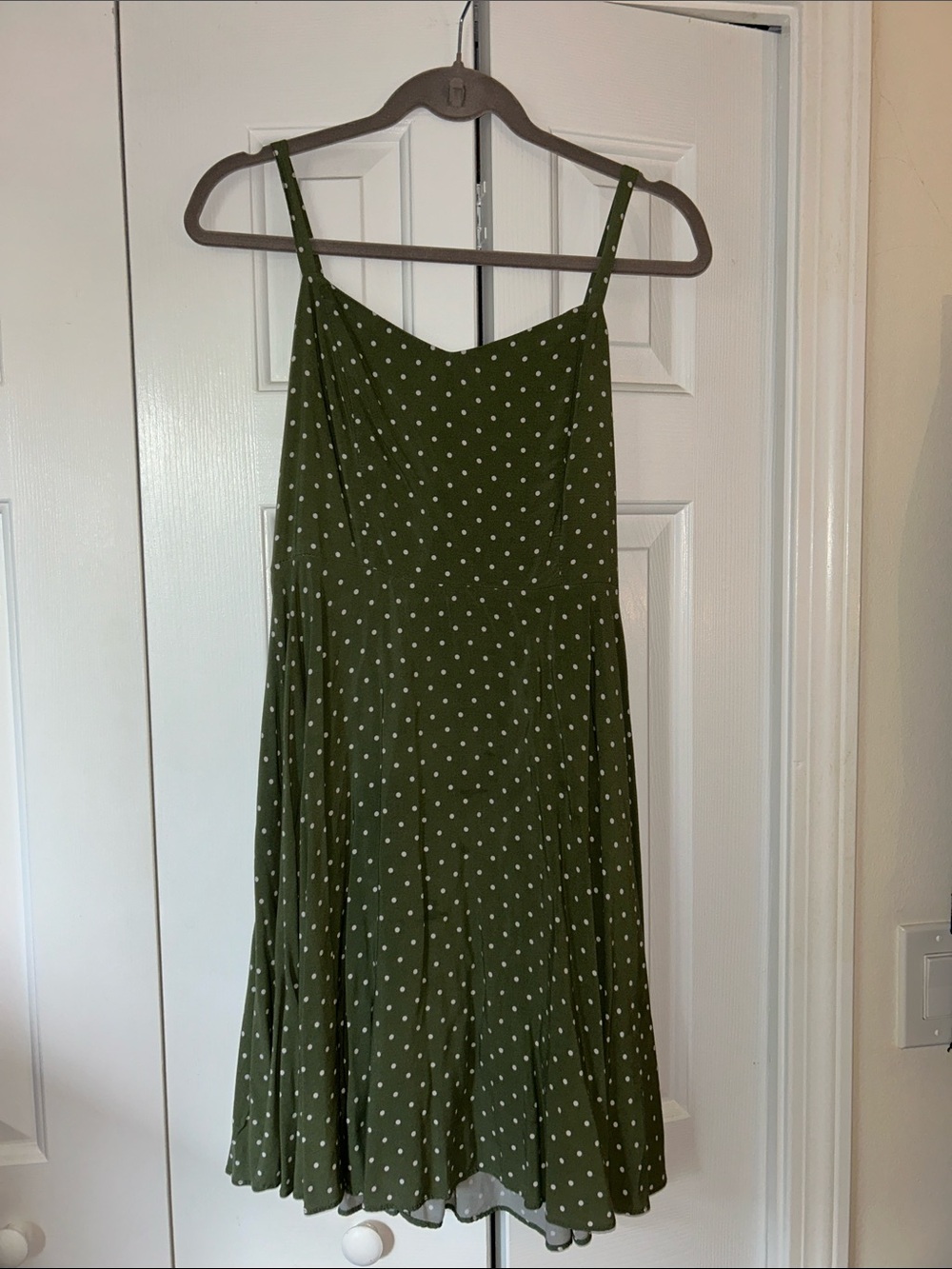 Old Navy Olive Green Polka Dot Midi Dress